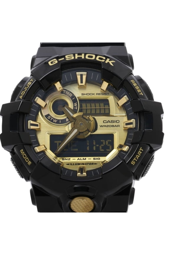 Pre-Owned CASIO GSHOCK ANALOG DIGITAL GA700 SERIES GA710GB1AJF Men's Watch, Gold/Black Resin
