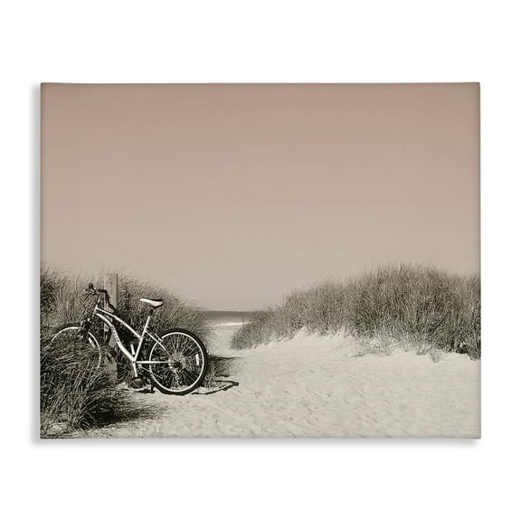 Stupell Industries Bicycle Ride Paused Nautical & Beach Photography Wrapped Canvas Art Print Wall Art, 20 x 16