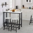 thumbnail image 3 of 39.4" Industrial Bistro Table White Marble Top High Pub Height for Restaurant Coffee Shop Home Kitchen Indoor, White, 3 of 6