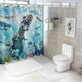 thumbnail image 7 of Orinice Funny Cat Ride Dinosaur Shower Curtain Nautical Cool Ocean Animals Cats Pet Lovely Watercolor Blue Coastal Boys Girls Polyester Fabric Curtains Bathroom Set Hooks  36x72, 7 of 7