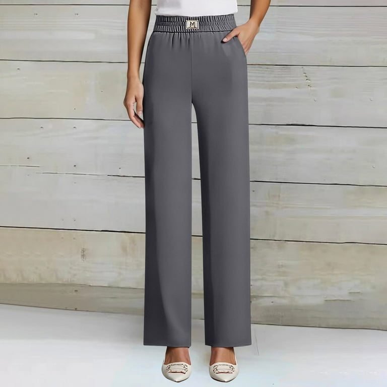 TrendOFT Womens Dress Pants Wide Leg Pull On Stretchy Work Pants Women High  Waisted Business Casual Trousers with Pockets Grey XXL - Walmart.com