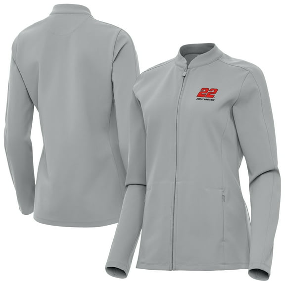 Women's Antigua Gray Joey Logano Regard Full-Zip Jacket