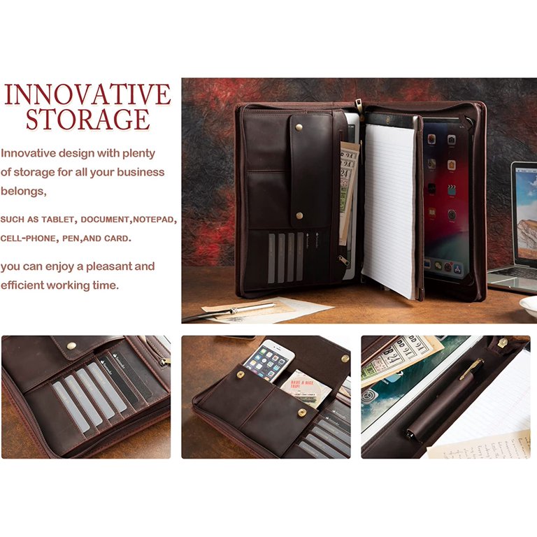 AZXCG Leather Portfolio Organizer, Professional Business Organizer