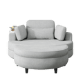 thumbnail image 4 of Barrel Chair, Modern Corduroy Upholstered Accent Barrel Chair with Storage Ottoman and Tray, Comfy Round Single Leisure Sofa Chair with 3 Pillows for Living Room Bedroom Office, Gray, 4 of 7