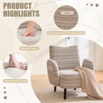 thumbnail image 4 of S-HOME Modern Style Armchair in Boucle Fabric with Side Storage Pocket and Solid Wood Legs for Living Room Office Reading Chair, khaki, 4 of 17