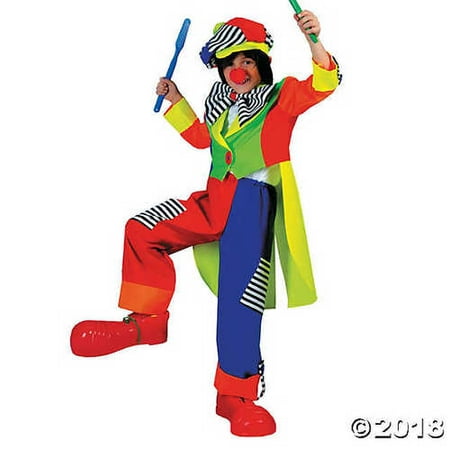 Boy'S Costume: Spanky Stripes Clown- Large - Product Description - Super Bright Colored Clown Suit. Short Front Tail Coat, Matching Pants, Hat And Bow Tie. Children'S Large Fits Boy'S Size 12-14