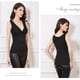 thumbnail image 5 of Qarigey Chaleco térmico para mujer, cuello en V, sin mangas, Color sólido, terciopelo, Top básico para mujer, ropa interior cálida para clima frío, Camisetas sin mangas XL negro Qarigey AP013373-01, 5 of 6