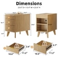 thumbnail image 2 of Biemlerfn 3 Drawer Side Table with Charging Station, Narrow End Table with Open Storage, Wooden Nightstand for Bedroom, Living Room, Natural Wood, 2 of 9
