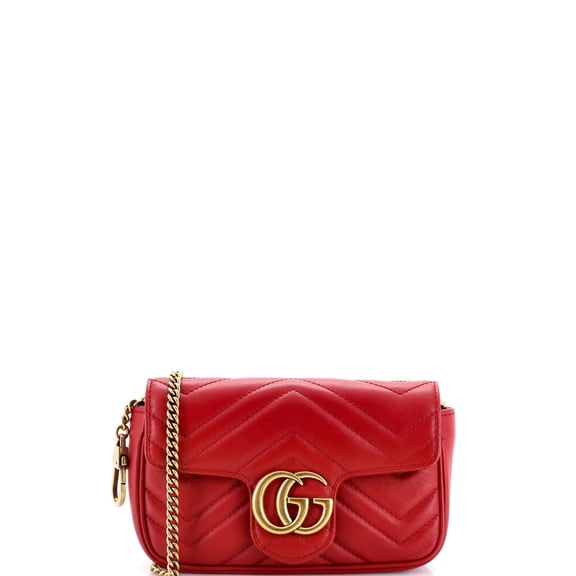 Pre-Owned GG Marmont Flap Bag Matelasse Leather Super Mini By Rebag
