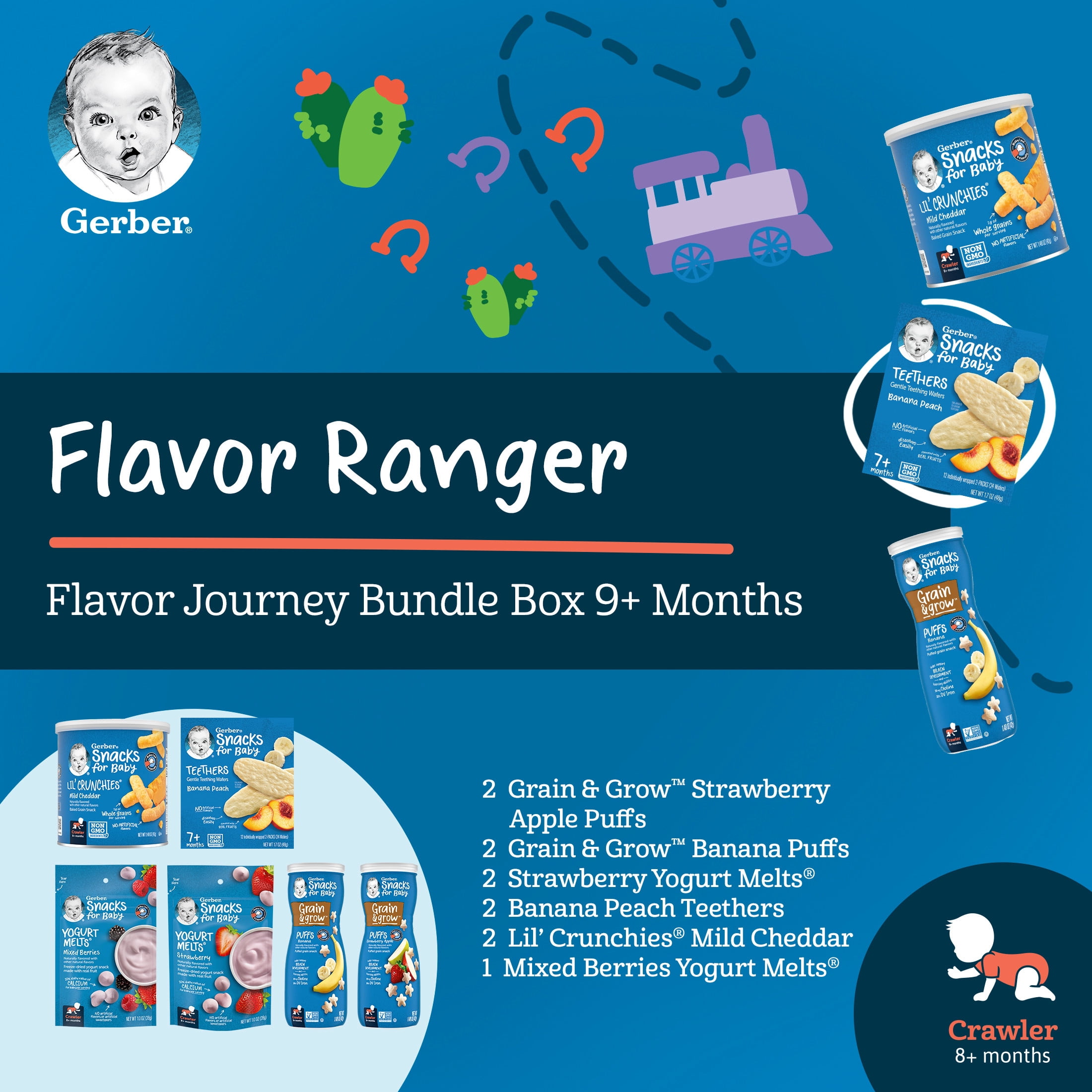 Gerber Flavor Ranger Stage 3 Baby Snacks & Teethers, Baby Food Variety Pack, Pack of 11