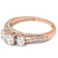 thumbnail image 2 of Dazzlingrock Collection 1.00 Carat (ctw) 14K Round Diamond Ladies Vintage 3 Stone Engagement Ring 1 CT, Rose Gold, Size 5, 2 of 6
