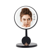 Impressions Vanity Serenity Tri-Tone LED Lamp Mirror with Touch Dimmable Switch, 360 Degree Tilt Magnifying Makeup Mirror with App Controller and Wireless Phone Charger (Black)