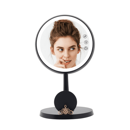 Impressions Vanity Serenity Tri-Tone LED Lamp Mirror with Touch Dimmable Switch, 360 Degree Tilt Magnifying Makeup Mirror with App Controller and Wireless Phone Charger (Black)