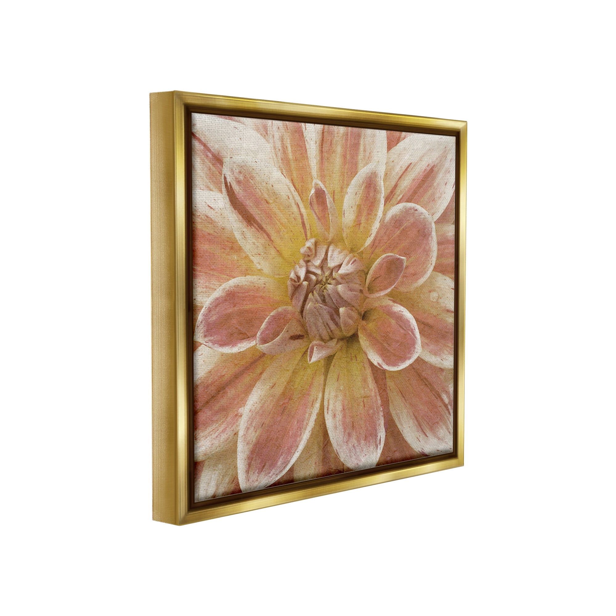 Stupell Industries Blooming Petals Close Up Botanical & Floral Painting Gold Floater Framed Canvas Art Print Wall Art, 25 x 25