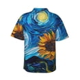 thumbnail image 3 of Daiia Starry Night Sunflower Field Hawaiian Shirt for Men Gentle Cotton Regular Short Sleeve Casual-3X-Large, 3 of 9