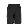 thumbnail image 4 of Pjgvf Men’s Shorts Elastic Waist Elastic Waist Pocket Drawstring Shorts Solid Color Fashion Loose Fit Climb Mountains Pants Black XXL, 4 of 6