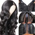 thumbnail image 4 of Peluca de cabello humano con forma de U Part, ondulado, 100% virgen brasileña, 4 of 8