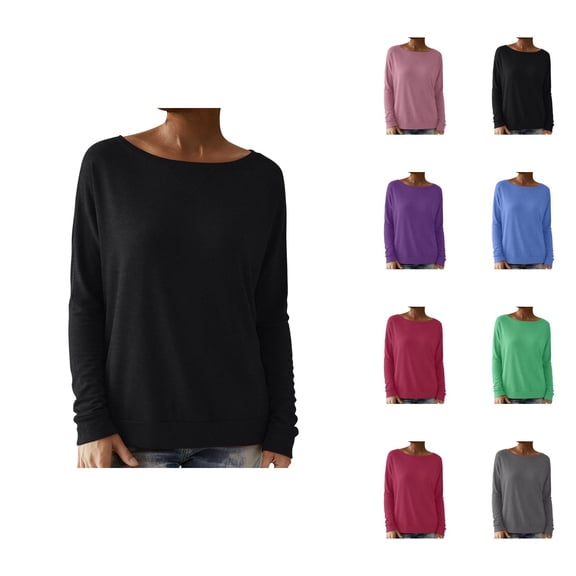 Plain Sweatshirts for Women 2025 Long Sleeve Lightweight Crewneck Sweatshirt Pullover Tops Fall Shirts