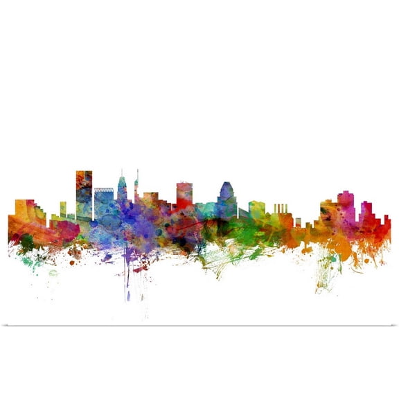 Great BIG Canvas | "Baltimore Maryland Skyline" Art Print - 48x32
