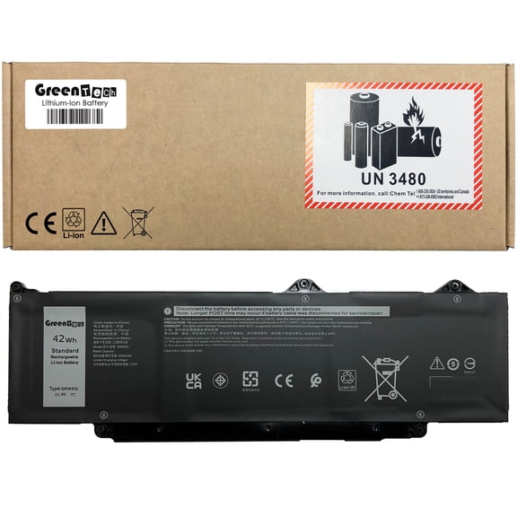 GREENTECH GRWKG BATTERY FOR DELL LATITUDE 3340 3440 3540 5340 PRECISION 3580 42WH 02HHX V7TFX HM1H5 6CVCT