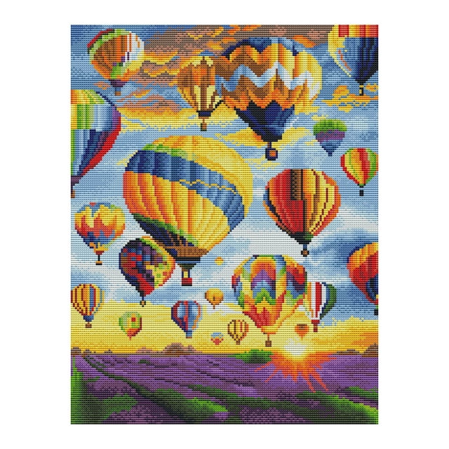 Cuadros Decorativos Juego de bordado de costura de punto de cruz DIY con sello de 11 CT (Globo caliente JL050) Wdftyju embutido en tela