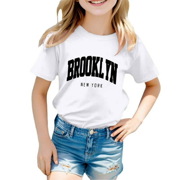 AJIWYH Green Toddler Shirt,Boy and Girl Fashion Casual Print Round Neck Loose Short Sleeve T Shirt Top,Kids Uniform Shirts for 5-6 Years,White