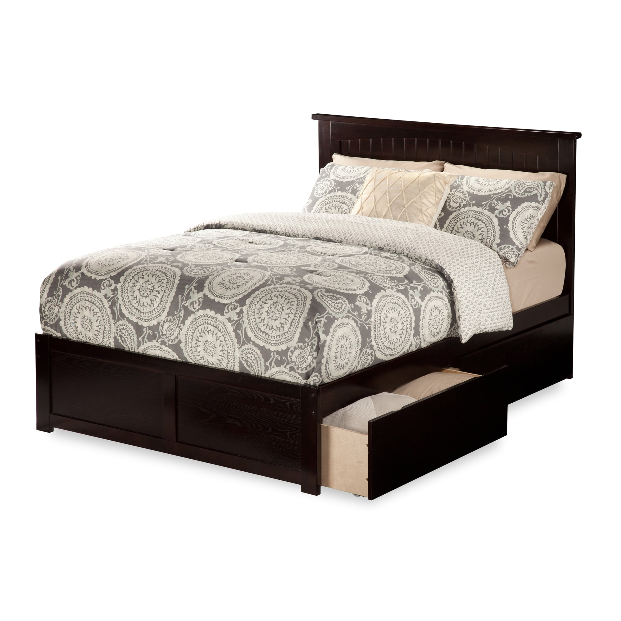 Atlantic Furniture Nantucket Queen Flat Panel Footboard Bed With 2 Drawers In Espresso Atlantic Furniture Nantucket Queen Flat Panel Footboard Bed With 2 Drawers In Espresso Com