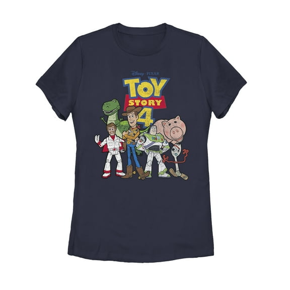 Women's Toy Story Character Logo Party  Graphic Tee Navy Blue Small