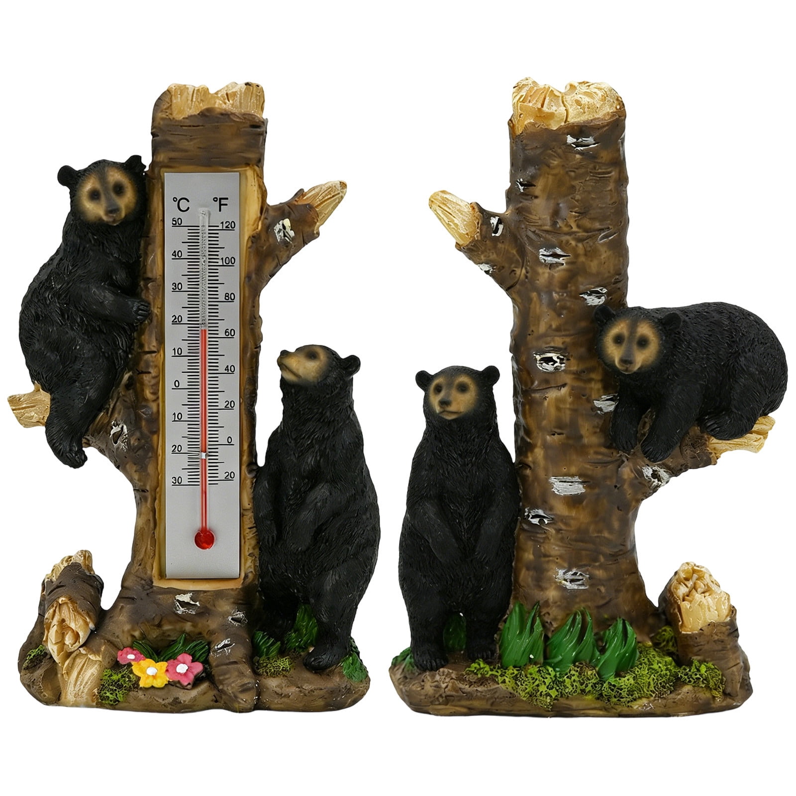 Black Bear Resin Wall Thermometer, Outdoor & Indoor Hanging Decorative Thermometer, Garden Patio Decor