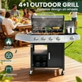thumbnail image 4 of 4-Burner BBQ Grill W/Side Burner, 50,000BTU Gas Propane Grill Portable with Storage Cabinet, Heavy-Duty Stainless Steel Outdoor Cooking, with Tank Hook, Towel Rack, Steel Brush, 4 of 11