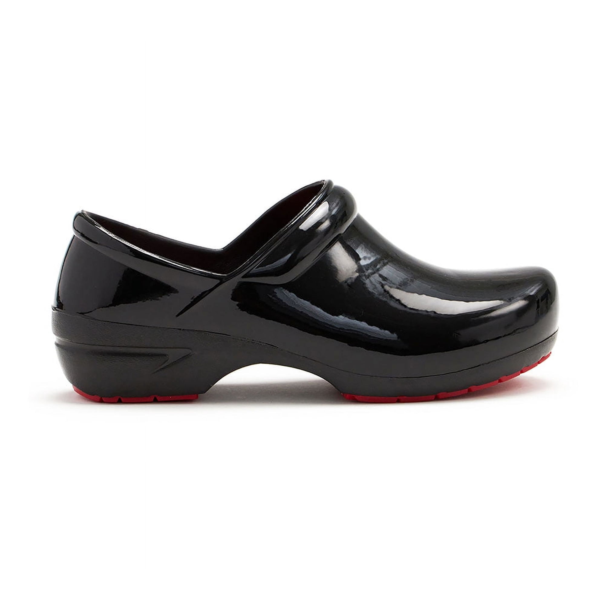 Anywear SRANGEL Women's Healthcare Professional Closed Back Clog, 6, Black Patent, Black
