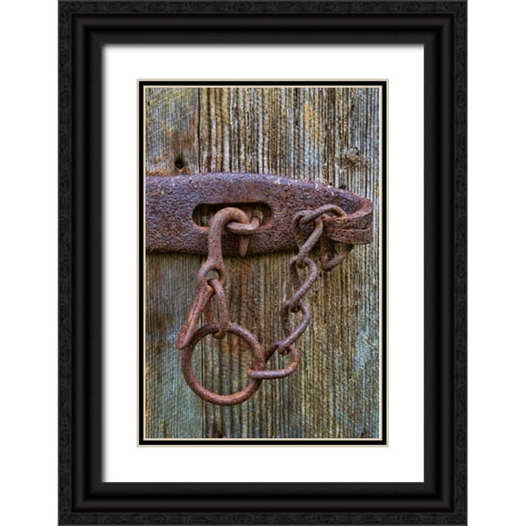 Paulson, Don 23x32 Black Ornate Wood Framed with Double Matting Museum Art Print Titled - VA, Roanoke, Explore Park Rusty barn door lock