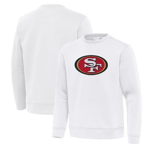 Men's Antigua White San Francisco 49ers Relevant Lightweight Pullover Sweatshirt