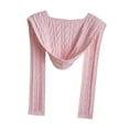 thumbnail image 3 of Bufanda cálida con capucha para mujer, pasamontañas de punto grueso, chal para el cuello para exteriores en invierno Rosa, 3 of 8
