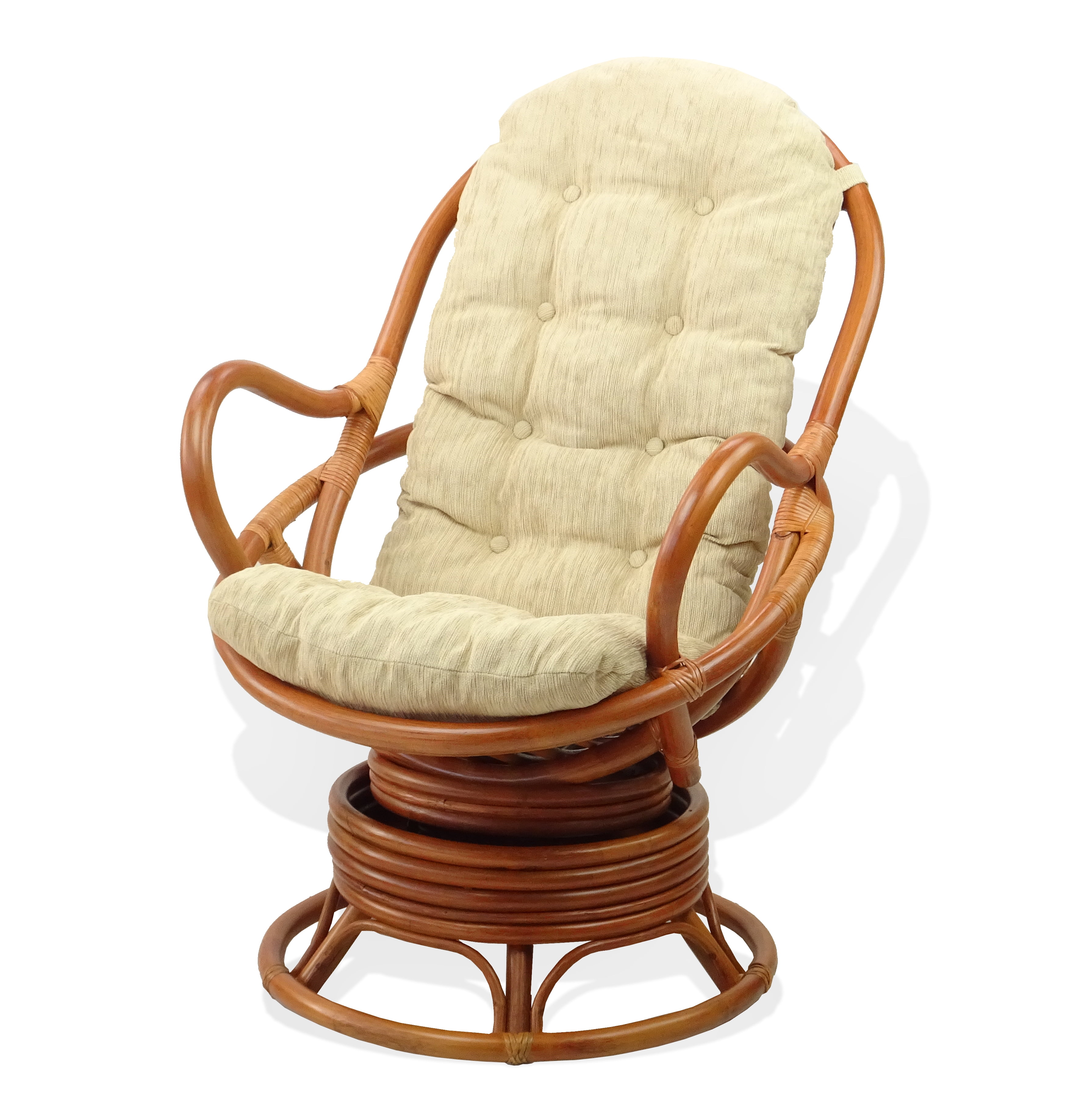 Java Handmade Design Rattan Wicker Swivel Rocking Chair with Cushion 