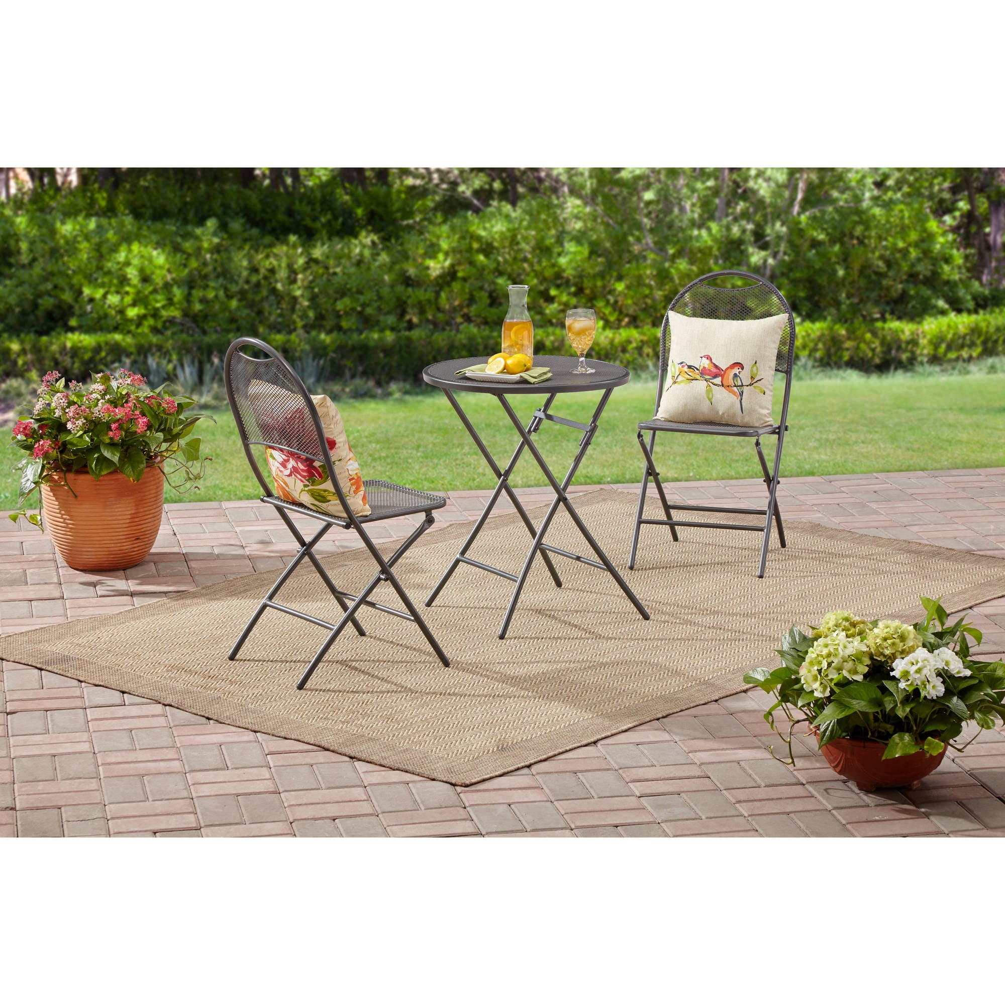 Mainstays Steel Mesh 3-Piece Folding Set, Grey by