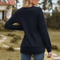 thumbnail image 4 of WNEGSTG Long Sleeve Shirts for Women Autumn/Winter Square Neck Jacquard Sweater Navy, 4 of 5