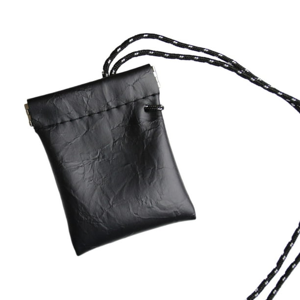 Contenedor colgante para el cuello con cordón ajustable, monedero, cartera, bolsa para auriculares Negro Cola Bolsa para colgar en el cuello.