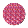 thumbnail image 1 of Floral Mouse Pad for Computers, Tropical Illustration of Vibrant Flowers Palm Leaves and Other Plantation, Round Non-Slip Thick Rubber Modern Mousepad, 8" Round, Magenta Multicolor, by Ambesonne, 1 of 2