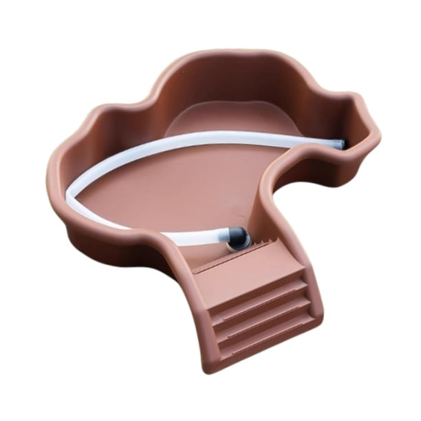 Comedero para tortugas con rampa Piscina de baño Hábitat para anfibios Accesorios para tomar el sol con manguera