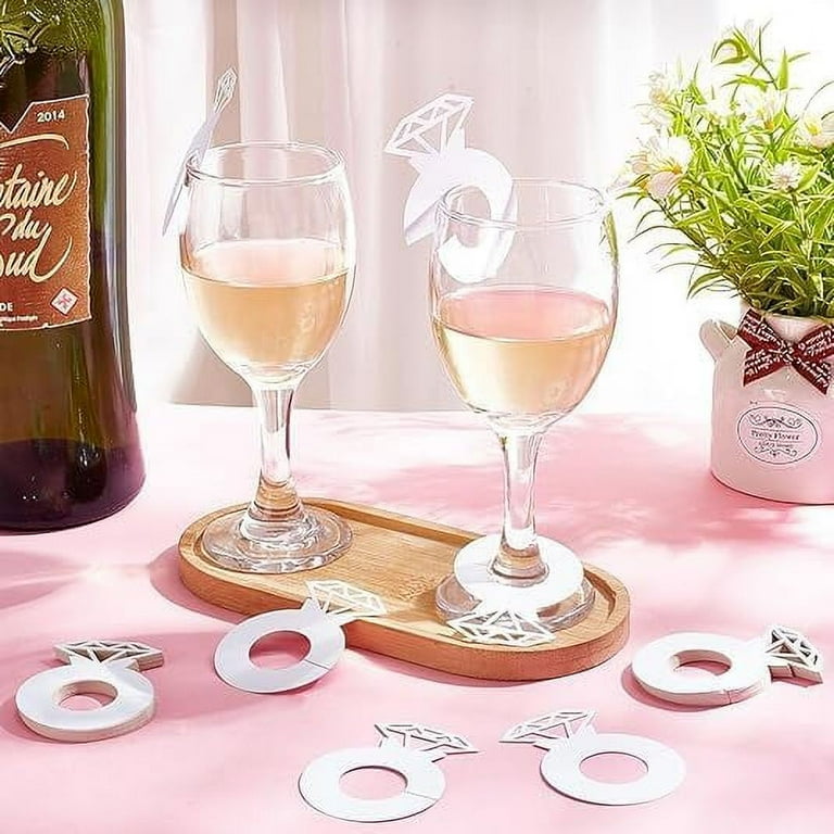 Paper Diamond Ring Wine Glass Charms Tags Wine Glass Markers for