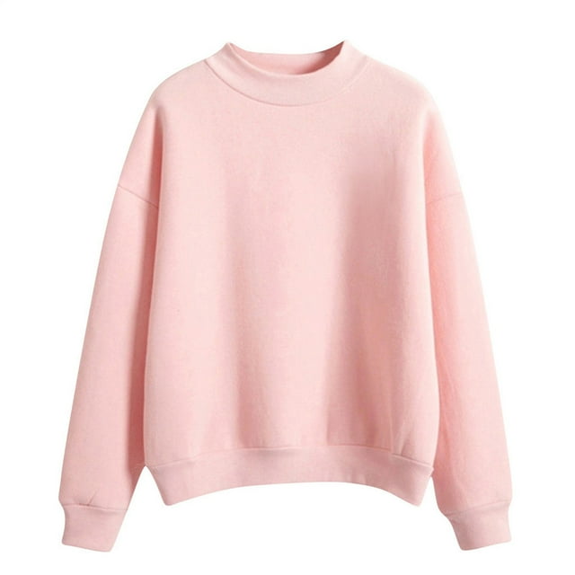 Yubnlvae Chandails à Col Rond pour Femmes, Chandail à Manches Longues Uni à Épaules Tombantes, Coupe Décontractée, Rose TTTG