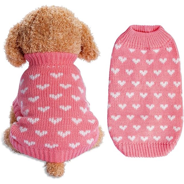 Jersey para Mascotas Jersey en Forma de Corazón para Perros Ropa para Mascotas Tejida a Punto