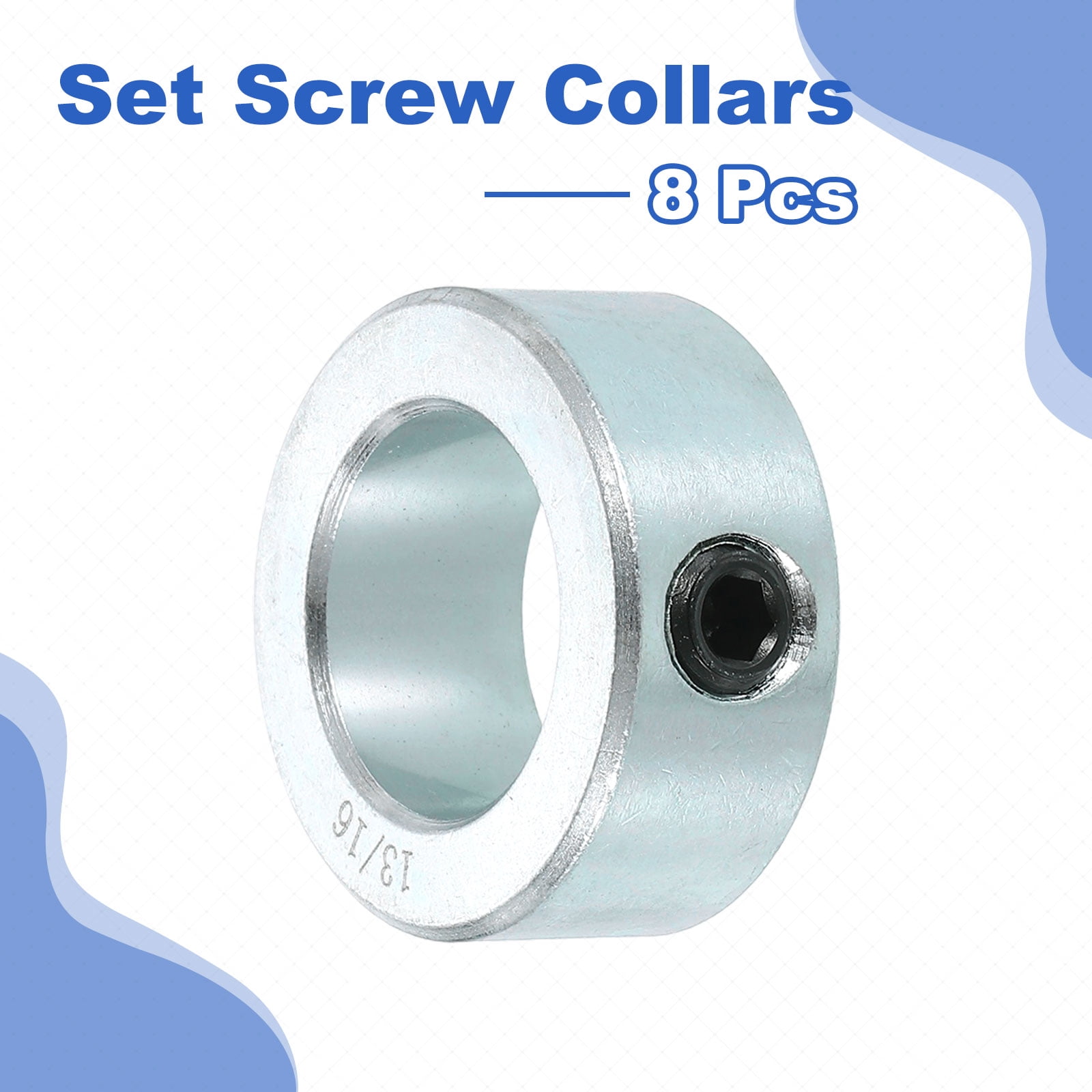 8pcs Set Screw Collars 13/16" Bore Carbon Steel Shaft Collars, 1-5/16" OD, 9/16" Width Lock Axle Collar Clamp
