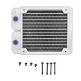 thumbnail image 1 of 14 Pipe Water Cooling Radiator G1/4" Thread Brass Red Copper Heat Exchanger for 4.7" Fan Computer, 1 of 4