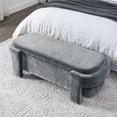 thumbnail image 6 of 51.5" Large Storage Ottoman Bench for Bedroom, Upholstered Linen End of Bed Bench with Hidden Storage, 250 lbs Capacity, Entryway Shoe Bench Seat, No Assembly, Gray, 6 of 9