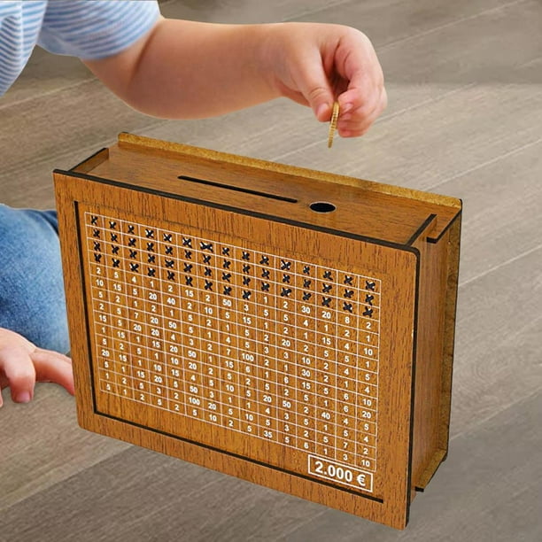 Banco de madera Perfecl Hucha caja de almacenamiento de madera para mostrador de casa 2000 euros