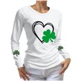 thumbnail image 1 of Camiseta Suelta de Cuello Redondo de la Impresión Del Día de San Patricio Casual de las Mujeres de Manga Larga para Primavera Verano, 1 of 6