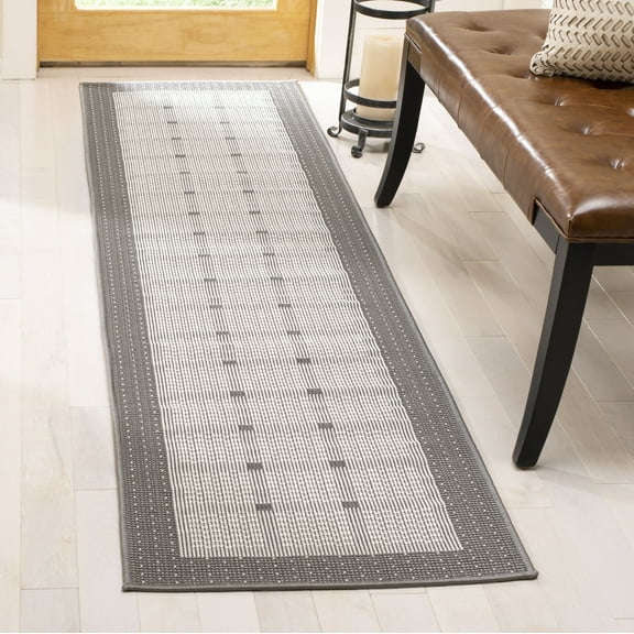 Safavieh Machine Washable Rug Indoor/Outdoor Bermuda Collection , GREY / IVORY, 2' X 8', Area Rug