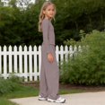 thumbnail image 6 of KVPLBQFD Girls 2 Piece Long Sleeve Fitted Basic Tees + Wide Leg Pant Outfits Kids Fall Fashion School Outfits Teens Y2k Sports Clothes 2026, 6 of 6